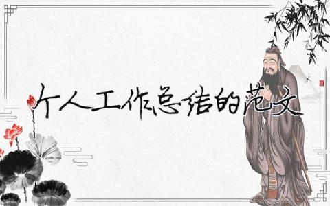 個人工作總結(jié)的范文（精選合集18篇）