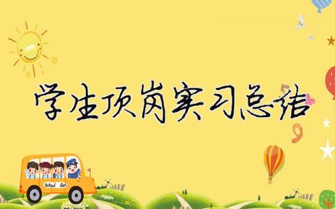 學生頂崗實習總結（精選合集17篇）