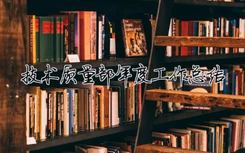 技術質量部年度工作總結 技術質量部工作計劃（精選合集10篇）