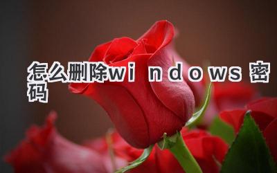 怎么刪除windows密碼
