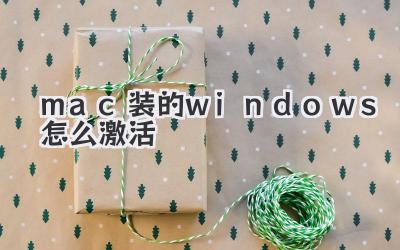mac裝的windows怎么激活