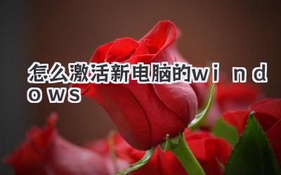 怎么激活新電腦的windows