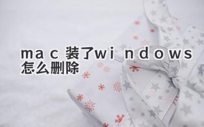 mac裝了windows怎么刪除