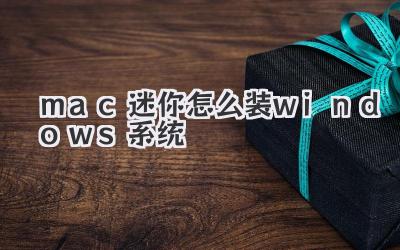 mac迷你怎么裝windows系統