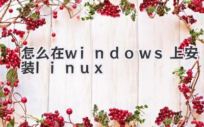 怎么在windows上安裝linux