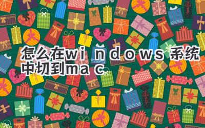 怎么在windows系統中切到mac