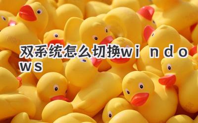雙系統怎么切換windows
