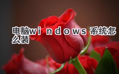 電腦windows系統怎么裝