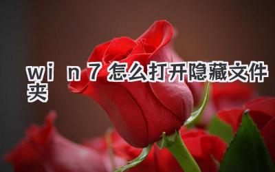 win7怎么打開隱藏文件夾