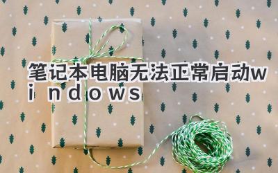 筆記本電腦無(wú)法正常啟動(dòng)windows