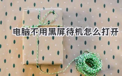 電腦不用黑屏待機(jī)怎么打開