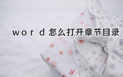 word怎么打開章節目錄