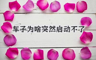 車子為啥突然啟動(dòng)不了
