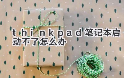 thinkpad筆記本啟動不了怎么辦