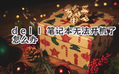 dell筆記本無法開機了怎么辦