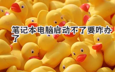 筆記本電腦啟動不了要咋辦了