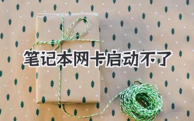 筆記本網卡啟動不了