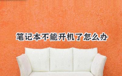 筆記本不能開機了怎么辦