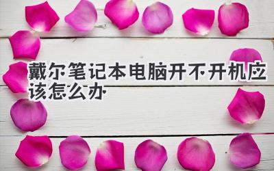 戴爾筆記本電腦開不開機應該怎么辦