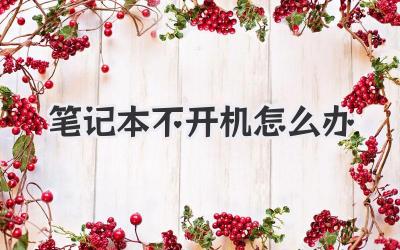 筆記本不開機怎么辦