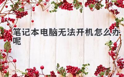 筆記本電腦無法開機怎么辦呢