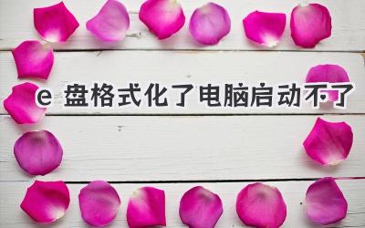 e盤格式化了電腦啟動不了