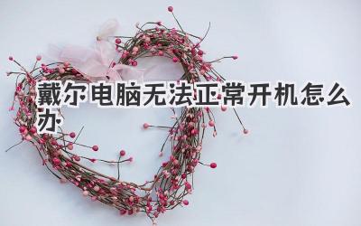 戴爾電腦無法正常開機怎么辦