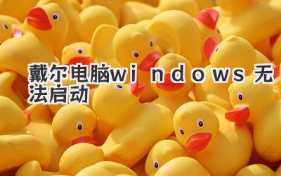 戴爾電腦windows無法啟動