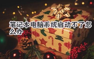 筆記本電腦系統啟動不了怎么辦