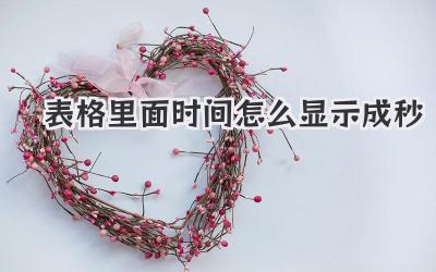 表格里面時間怎么顯示成秒